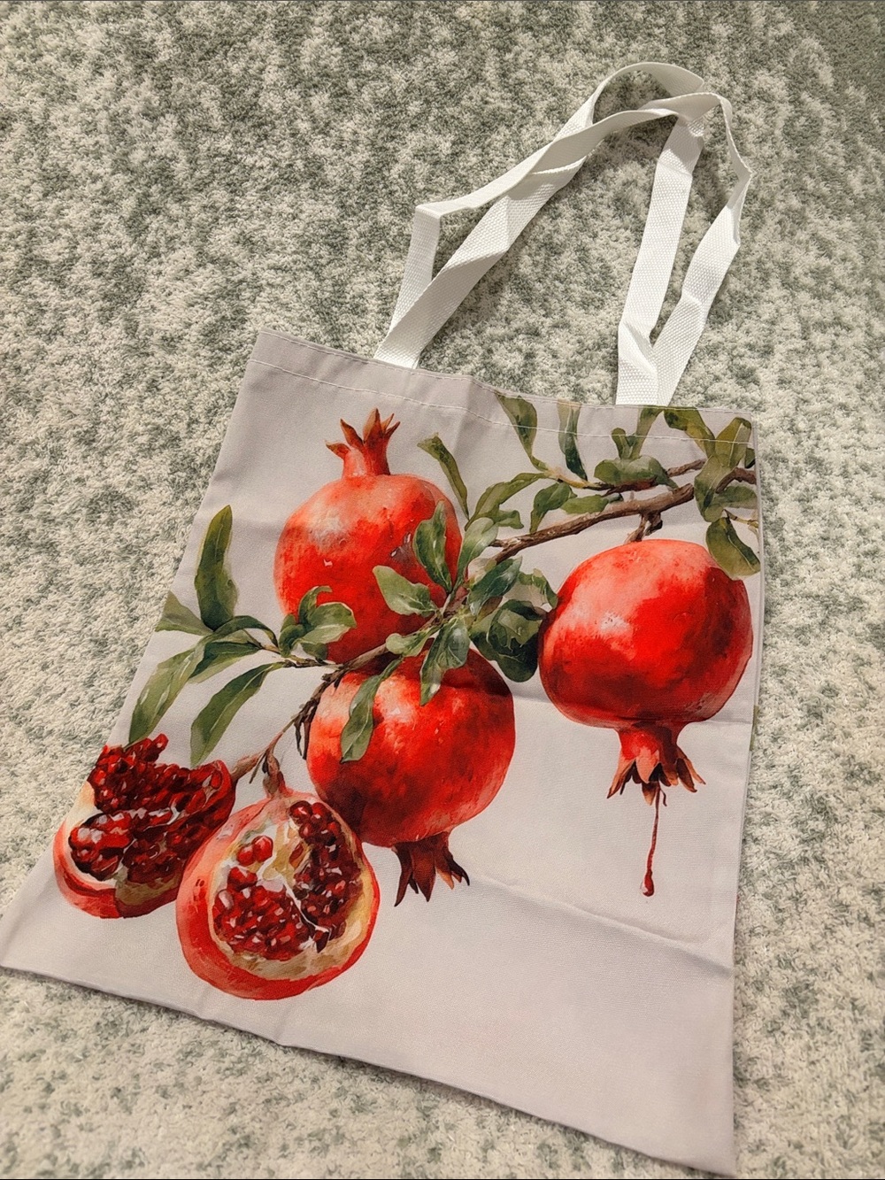 Vibrant Pomegranate Fall Floral Polycanvas Tote Bag NWT 13.75x15.75”
